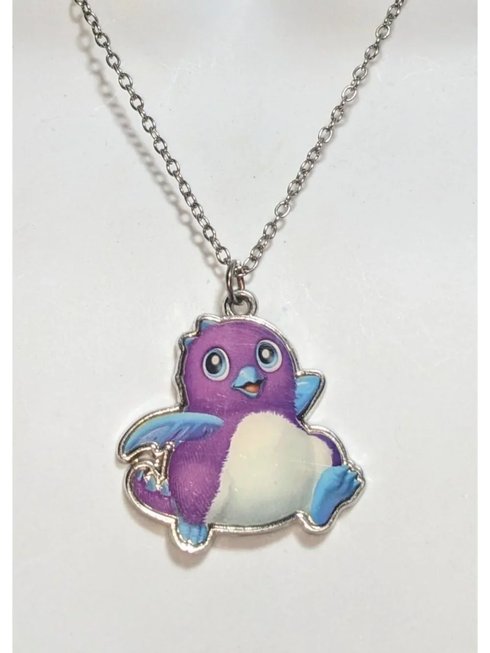 Kidcore Kawaii Y2K Hatchimals Purple Character Pendant Necklace